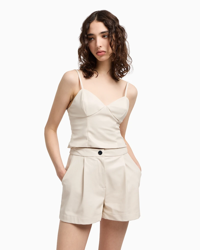 ASV eco-leather shorts with pleats