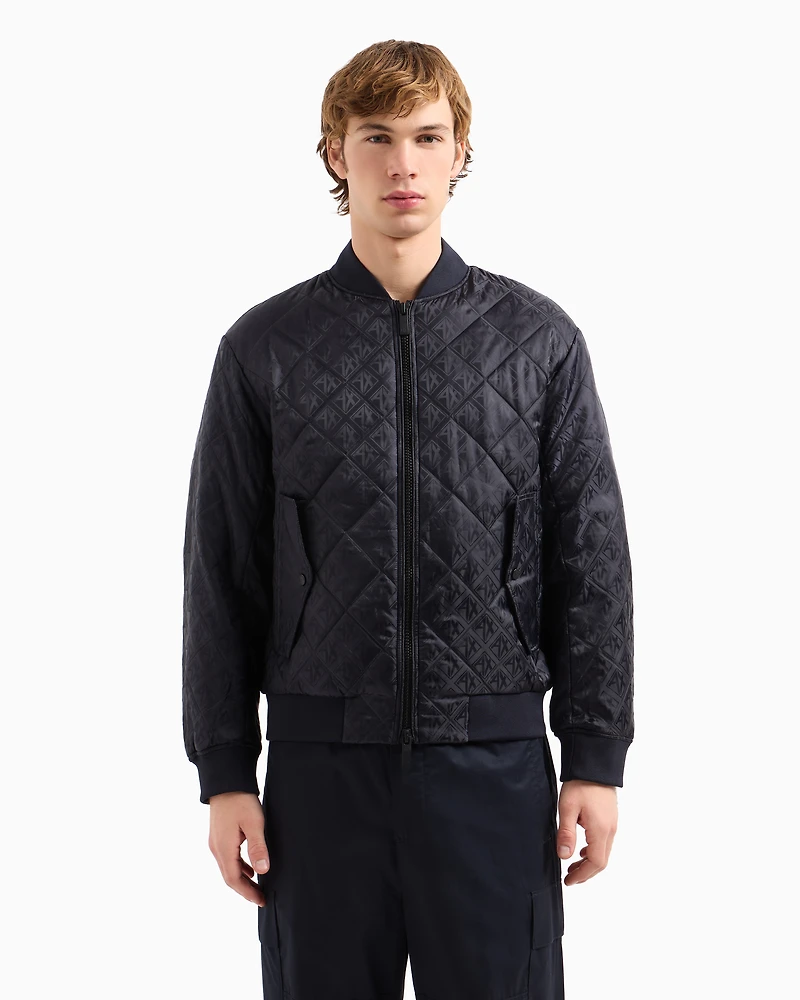 Quilted jacket with tone-on-tone logo