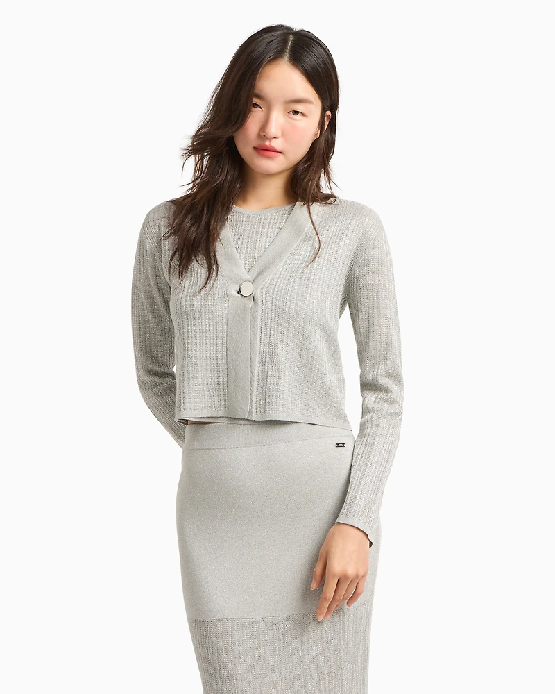 Short cardigan lurex yarn