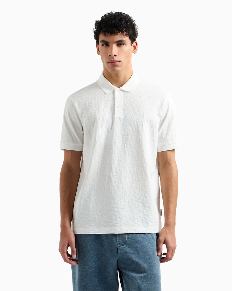 Regular fit polo shirt with tone-on-tone allover logo