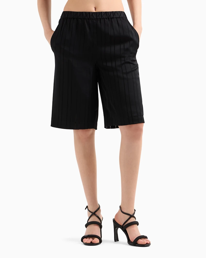 Bermuda shorts striped satin fabric