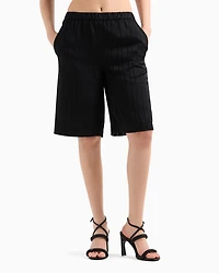 Bermuda shorts striped satin fabric