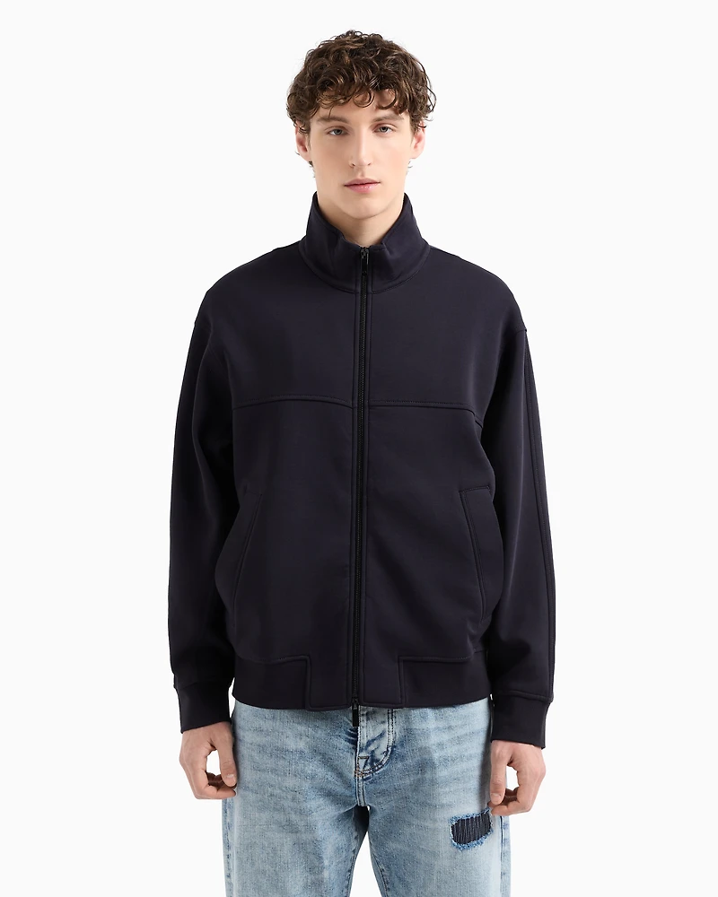 Full zip sweatshirt bonded cotton blend