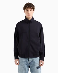 Full zip sweatshirt bonded cotton blend