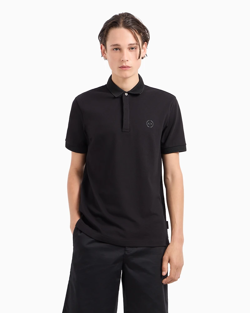 Slim fit stretch cotton polo with logo