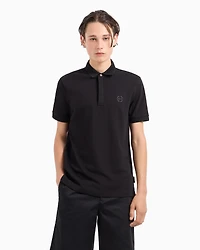 Slim fit stretch cotton polo with logo