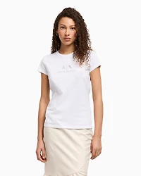 Slim fit T-shirt with logo and rhinestones