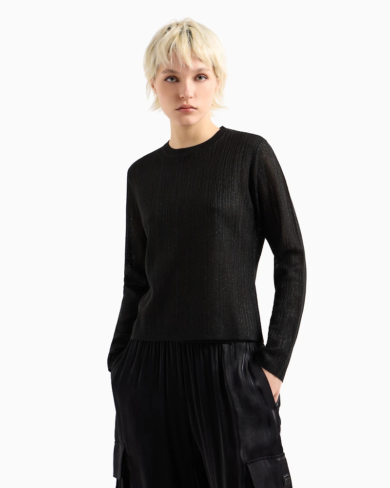 Long-sleeved sweater lurex yarn