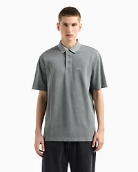 Used effect cotton piquet polo