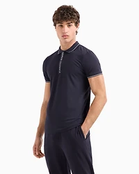 Polo with contrasting logo cotton spandex