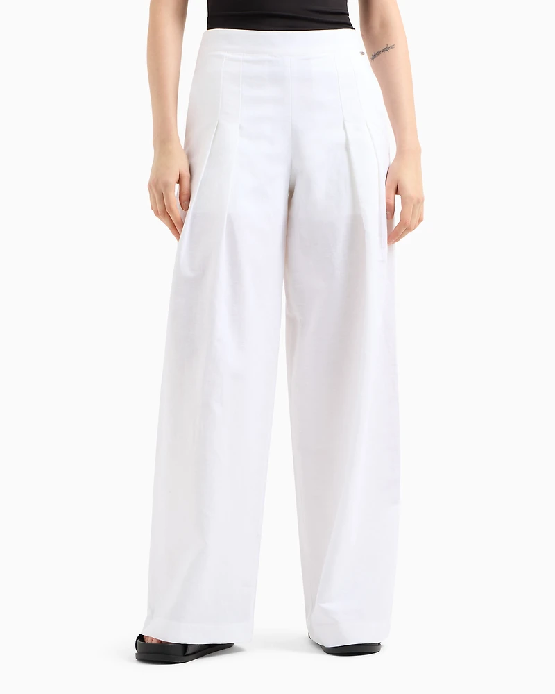 Wide leg trousers linen blend