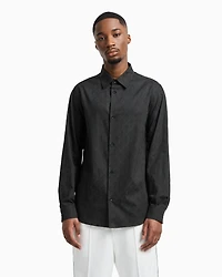 Regular fit cotton shirt with allover logo tone