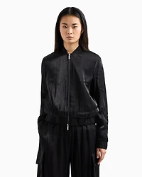 Bomber jacket glitter satin fabric