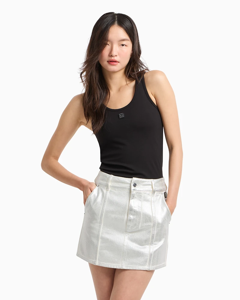 Stiff cotton mini skirt metal
