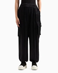 Cargo pants glitter satin fabric