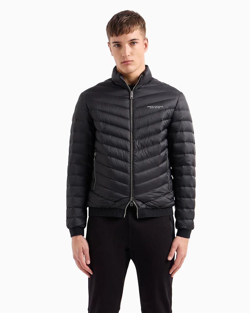 Double-faced padded jacket with zip