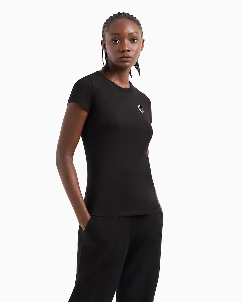 Jersey T-shirt with metal logo