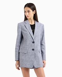 Single-breasted linen and cotton jacket