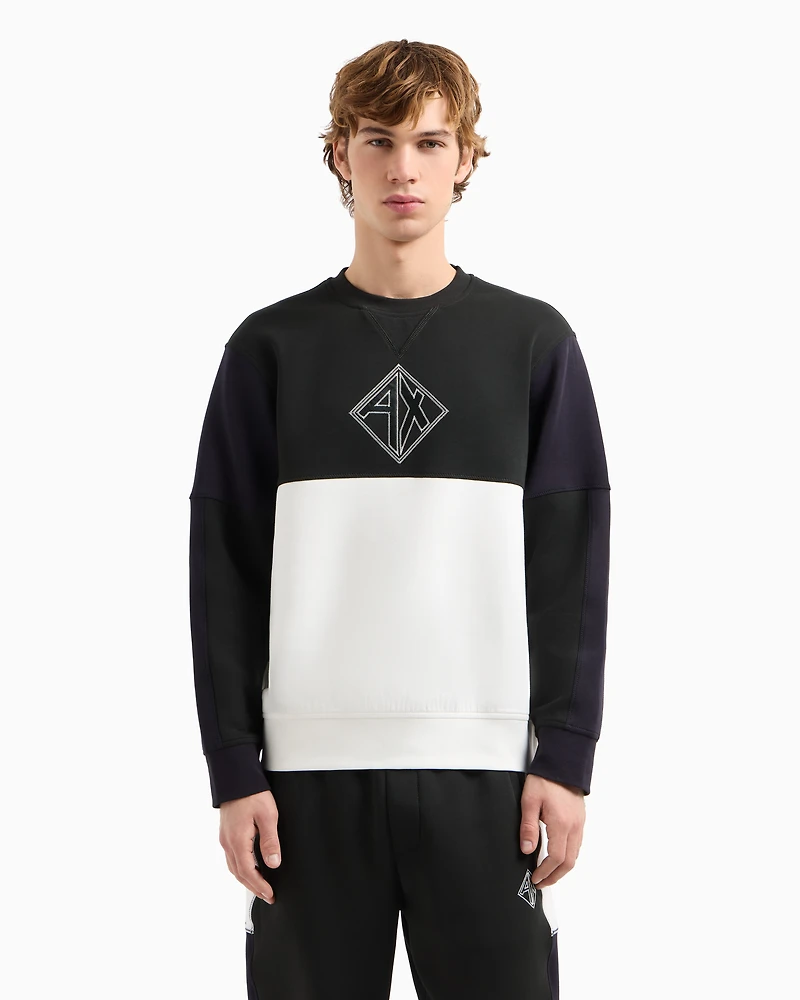 Color block crewneck sweatshirt with logo