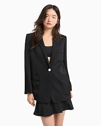 Single-breasted jacket matte satin fabric
