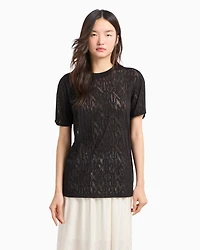Relaxed fit T-shirt flamed fabric with logo