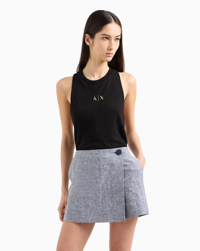 Cotton and linen wrap shorts