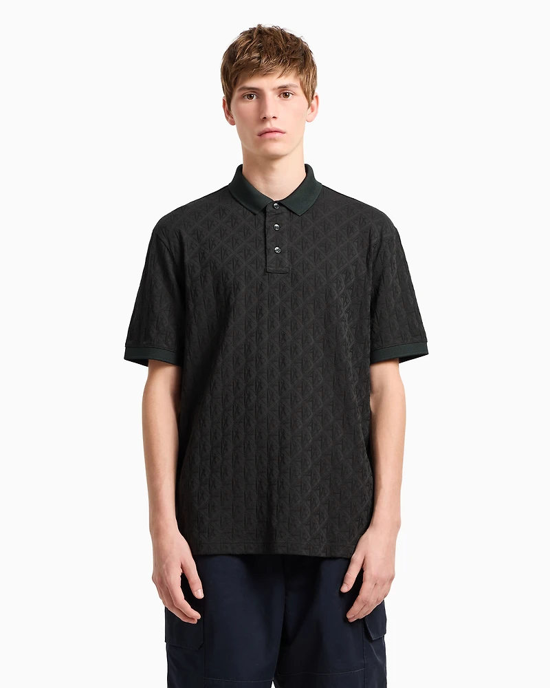 Regular fit polo shirt with tone-on-tone allover logo