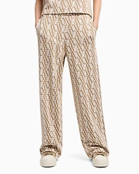 Wide-leg jacquard trousers with allover logo