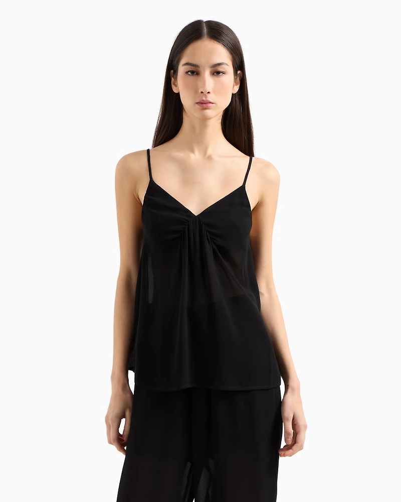 Viscose crepe top with tie