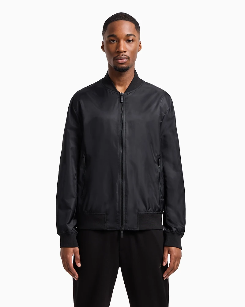 Satin bomber jacket with blurred back logo