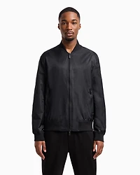 Satin bomber jacket with blurred back logo