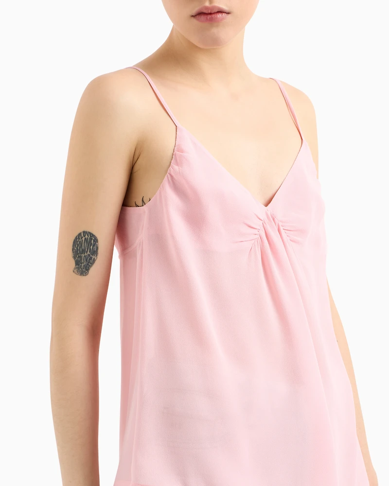 Viscose crepe top with tie