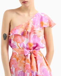 One-shoulder dress floral fabric