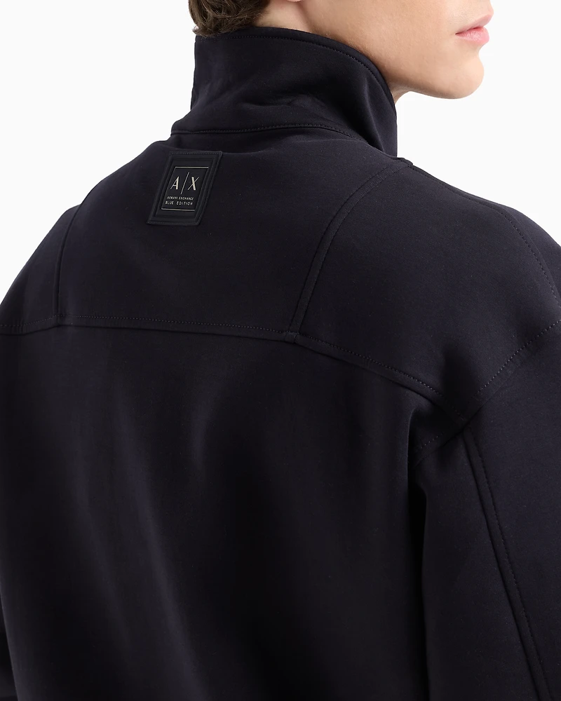 Full zip sweatshirt bonded cotton blend