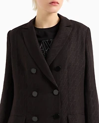 Double-breasted jacket fabric with allover logo