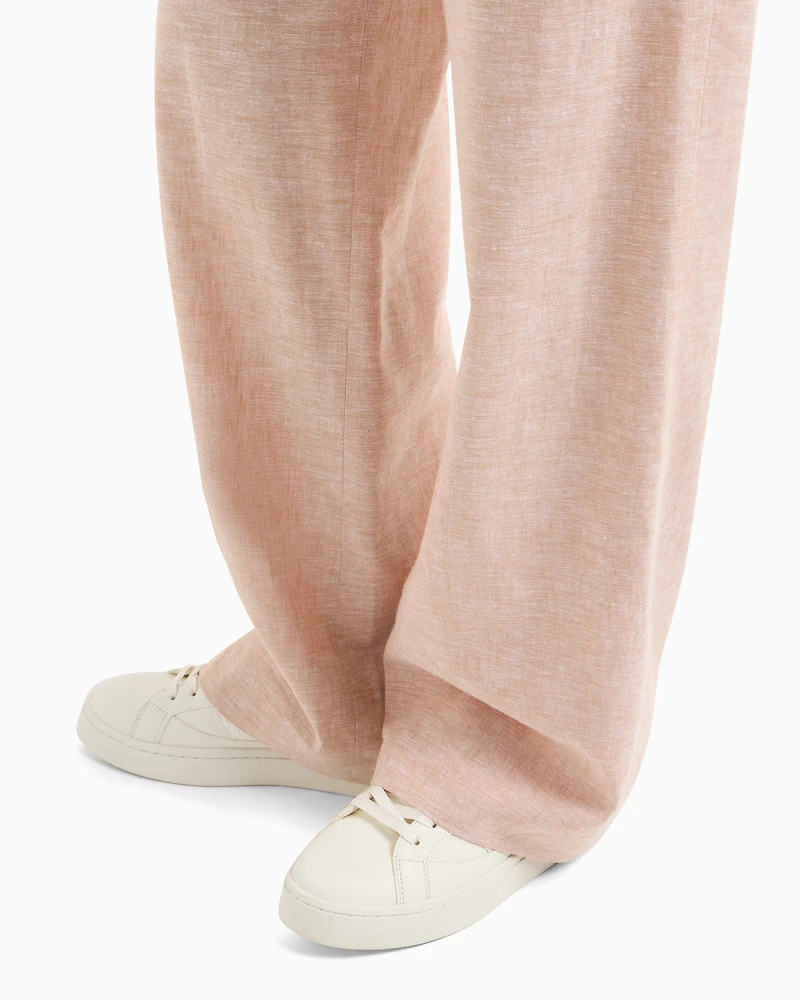Oversized cotton and linen trousers