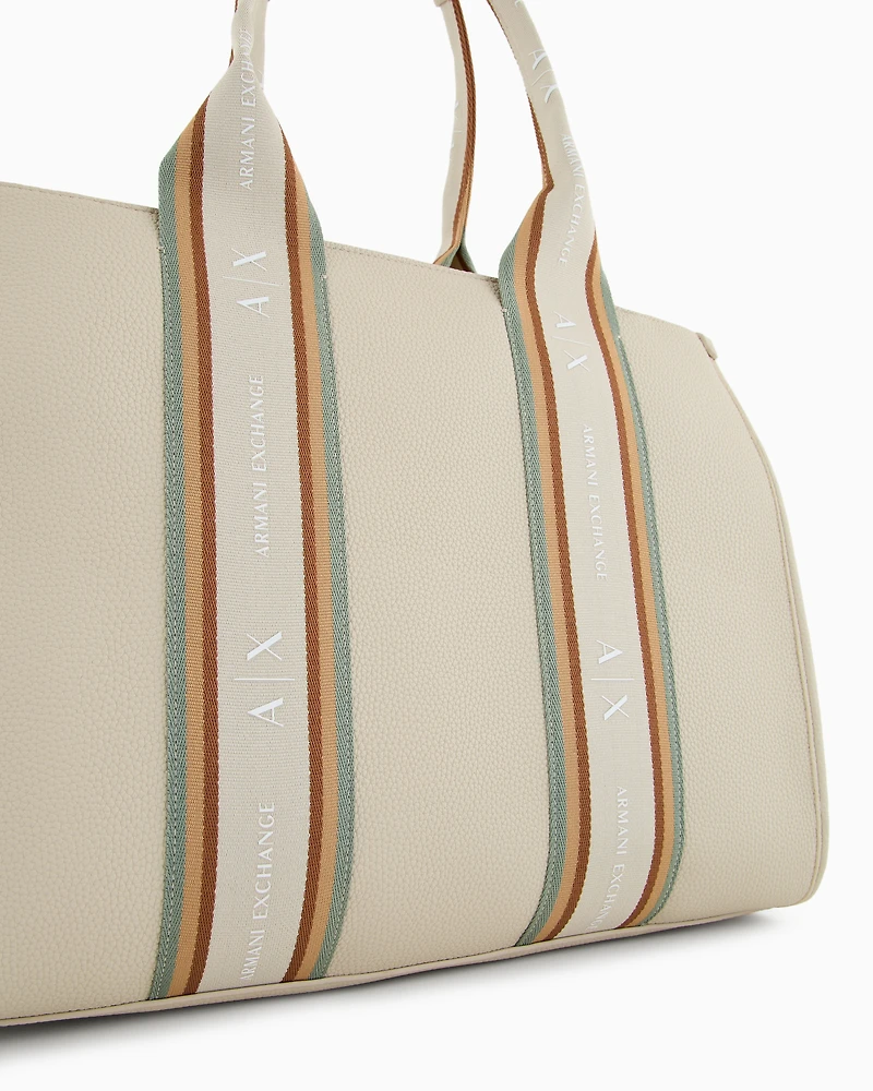 Shopper bag with contrasting bands