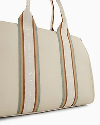 Shopper bag with contrasting bands