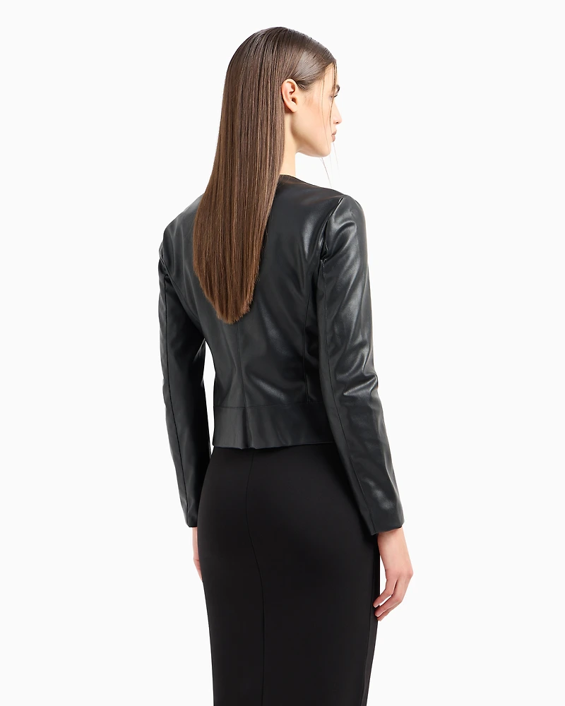 Biker jacket with decorative stitching