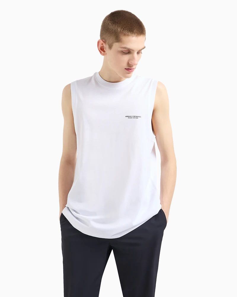 Stretch jersey tank top with logo