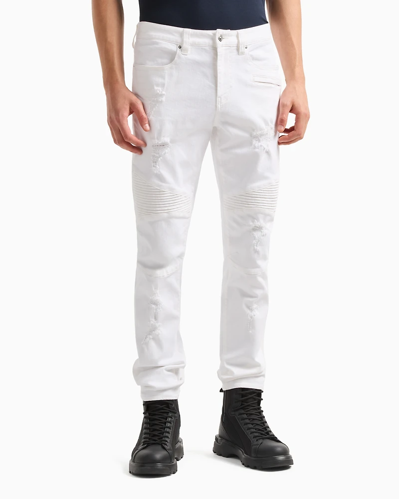 J27 skinny biker fit jeans washed denim