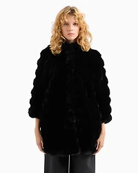 Faux fur jacket with waves