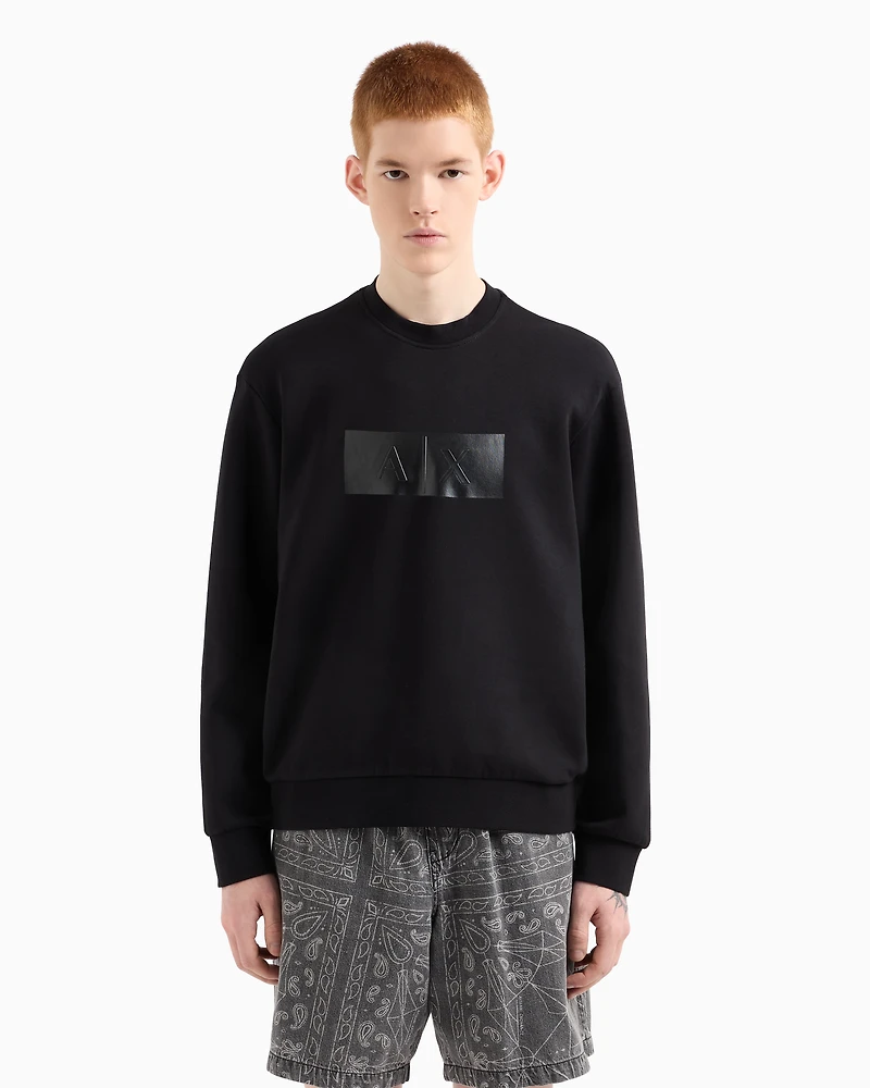 Crewneck sweatshirt with vinyl logo print