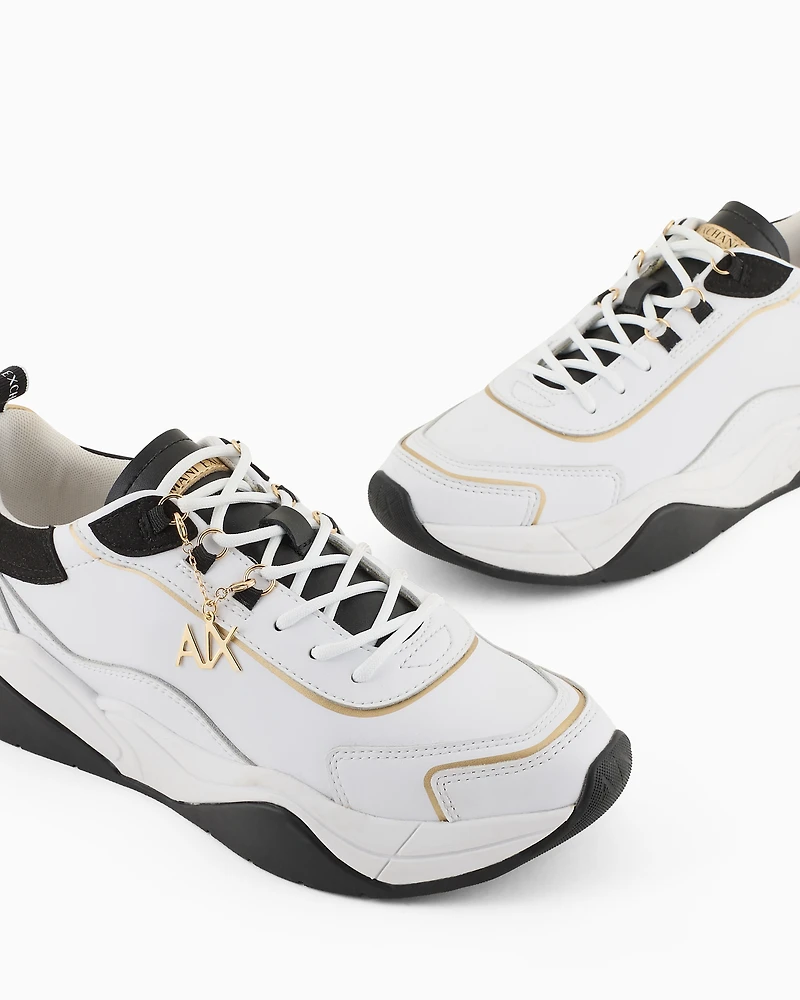 Leather sneakers with logo application