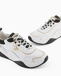 Leather sneakers with logo application