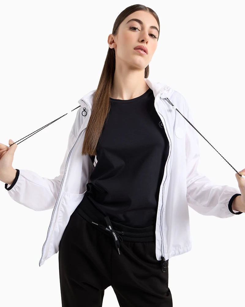 Full zip jacket with removable hood