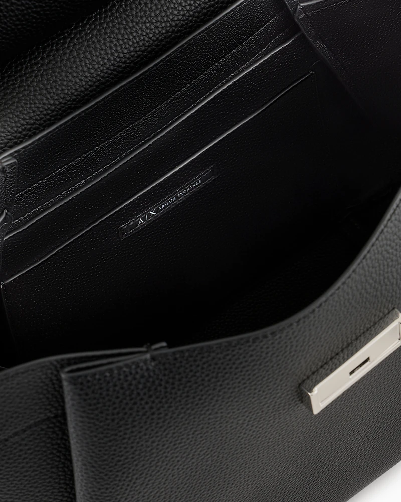 Handbag with flap and metal details