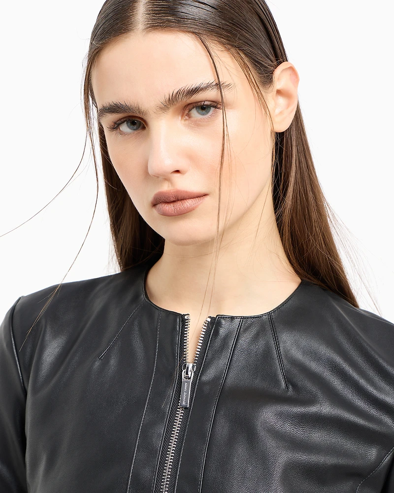 Biker jacket with decorative stitching