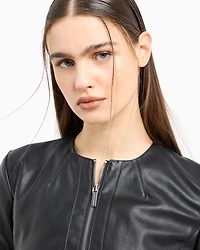 Biker jacket with decorative stitching