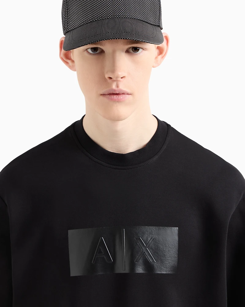 Crewneck sweatshirt with vinyl logo print